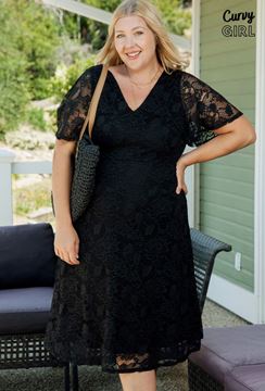 Picture of PLUS SIZE V NECK LACE DRESS FLUTTER SLEEVE